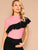 Mock Neck Contrast Flounce Trim Top