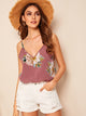 Double V Neckline Floral Cami Top