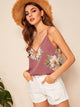 Double V Neckline Floral Cami Top