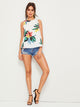Tropical Print Knot Back Top