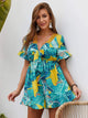 Tropical Print Tie Front Romper