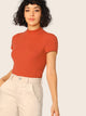 Mock Neck Rib Knit Top