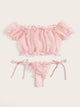 Lettuce Trim Dobby Mesh Tie Side Lingerie Set