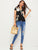 V-cut Neck High-low Hem Floral Top