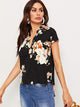 V-cut Neck High-low Hem Floral Top