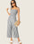 Two Tone Knot Shoulder Frill Smocked Striped Jumpsuit