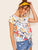 Cuffed Drawstring Hem Floral Print Top