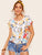 Cuffed Drawstring Hem Floral Print Top