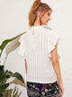 Butterfly Sleeve Button Keyhole Blouse