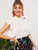 Butterfly Sleeve Button Keyhole Blouse