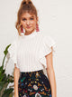 Butterfly Sleeve Button Keyhole Blouse