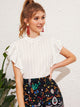 Butterfly Sleeve Button Keyhole Blouse