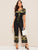 Double V Neck Floral Belted Jumpsuit