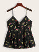 Floral Print Pleated Cami Top