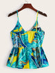 Tropical Print Button Front Cami Top