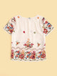 Embroidery Floral Print Blouse