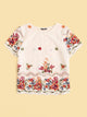 Embroidery Floral Print Blouse