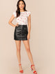 Tulip Sleeve Pleated Neck Red Lip Print Top