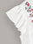 V-cut Neck Embroidery Print Ruffle Armhole Top
