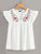 V-cut Neck Embroidery Print Ruffle Armhole Top