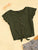 Ruffle Armhole Knot Hem Rib-knit Tee