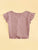 Ruffle Armhole Knot Hem Rib-knit Tee