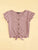 Ruffle Armhole Knot Hem Rib-knit Tee