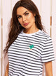 Cactus Embroidered Striped Tee