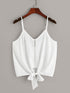 Lace Insert Knot Hem Cami Top