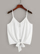 Lace Insert Knot Hem Cami Top