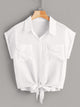 Striped Knot Hem Blouse