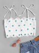 Shoulder Knot Appliques Crop Top