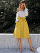 Dual Pocket Button Front Belted Paperbag Skirt