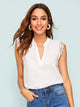 Notch Neck Lace Trim Top