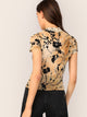 Mock-Neck Plants Print Tie Dye Top