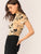 Mock-Neck Plants Print Tie Dye Top