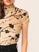 Mock-Neck Plants Print Tie Dye Top