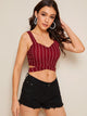 Crisscross Waist Striped Crop Top