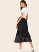 Polka Dot Tiered Layered Ruffle Hem Skirt