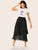 Polka Dot Tiered Layered Ruffle Hem Skirt