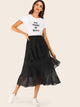 Polka Dot Tiered Layered Ruffle Hem Skirt