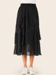 Polka Dot Tiered Layered Ruffle Hem Skirt