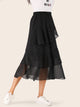 Polka Dot Tiered Layered Ruffle Hem Skirt