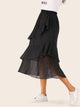 Polka Dot Tiered Layered Ruffle Hem Skirt