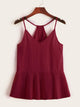 Pleated Hem Solid Chiffon Cami Top