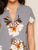 Floral Print V-cut Neck Dip Hem Top