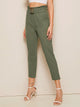 Paperbag Waist Buckle Belted Cigarette Pants