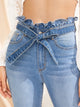 Paperbag Waist Bleach Wash Skinny Jeans