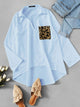 Patched Leopard Pocket Dip Hem Top