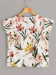 Ruffle Armhole Twist Hem Floral Top